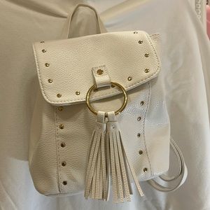 White and gold mini backpack